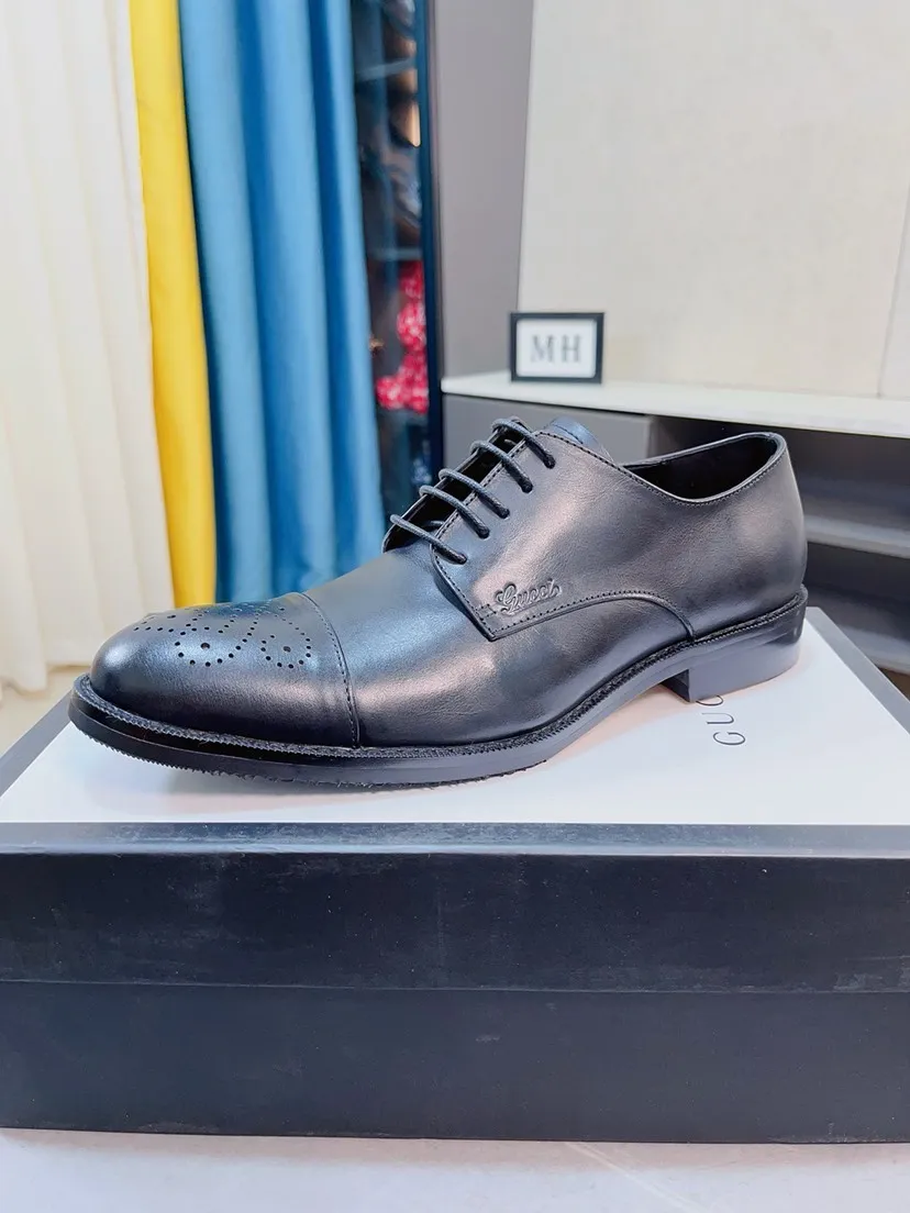Men's Men's Shoes 💰458🌹🌹【GUCCI】The most popular classic Gucci leather shoes. Synchronized with the official website, the upper is made of Italian open-sided pig➕cow leather lining, with unique brand and unique craftsmanship. Highlighting the hot style of the new year. Stop hesitating, stop wandering, get it now. Number: 38--44, 45 46 can be customized